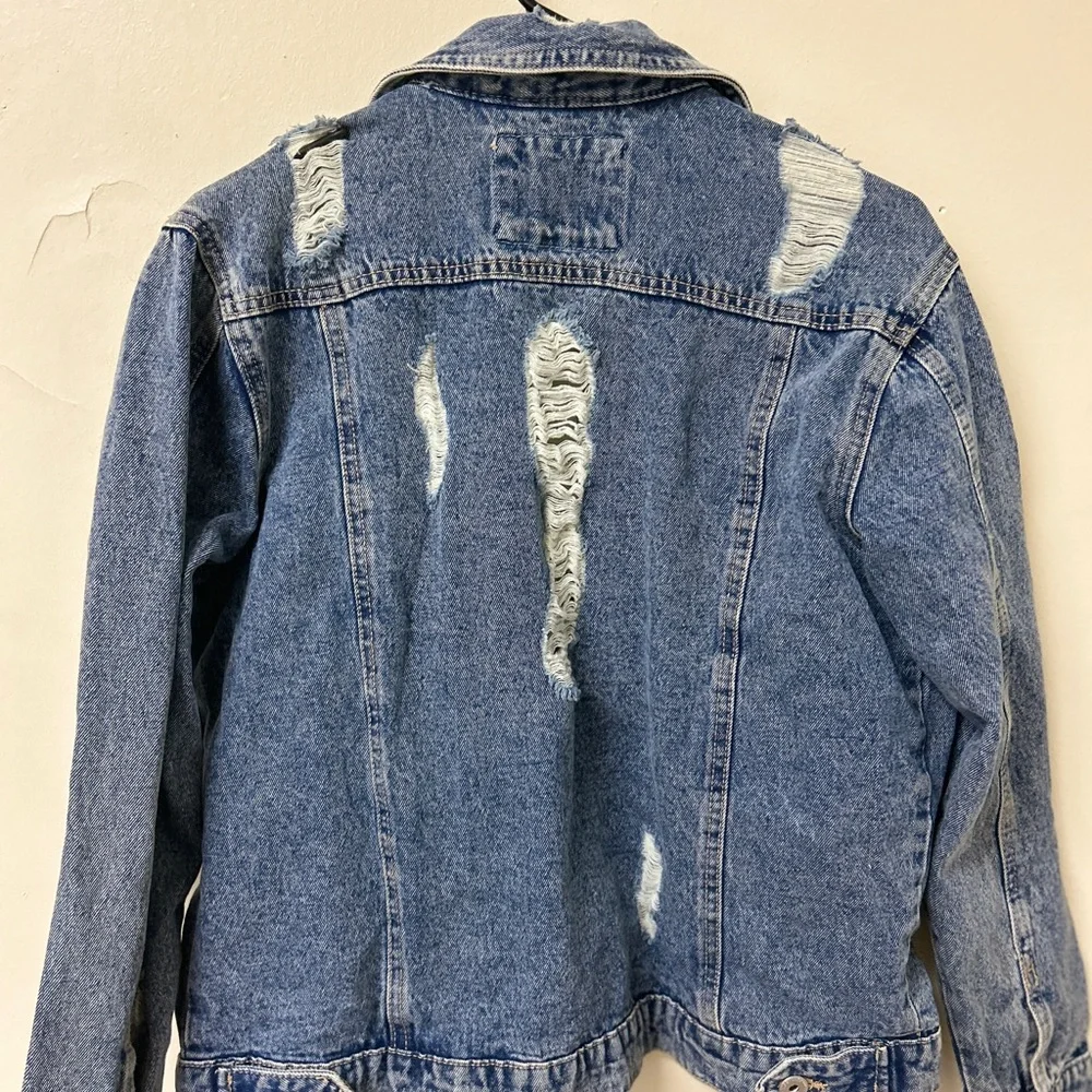 Highway Jeans Distressed Denim Jacket womens size small‎